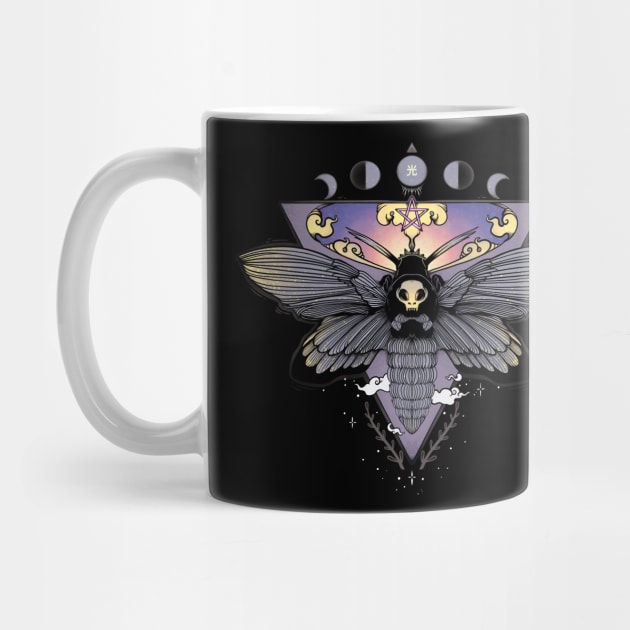 Death Head Moth Gothic Triangle Moon Phase Art by cellsdividing